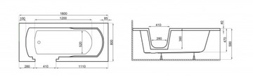 Акриловая ванна POLIMAT 180x80 VOVO WHITE HOUSING