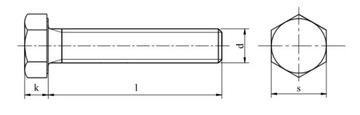 M7x16 Śruby łeb 6-kątny 8.8 ocynk DIN 933 10szt.