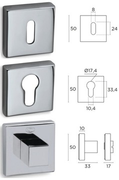 Rozeta blokada WC kwadratowa chrom Convex