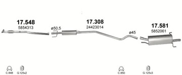 Средний глушитель Opel Astra G двиг. 1.2 98-04