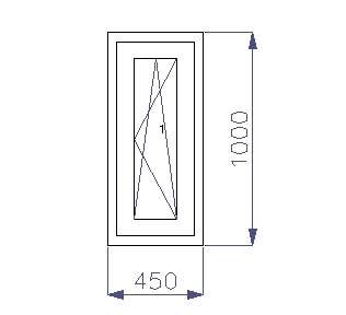 ОКНО ПВХ 450 x 1000 RU 1 x ДУБ ЗОЛОТОЙ