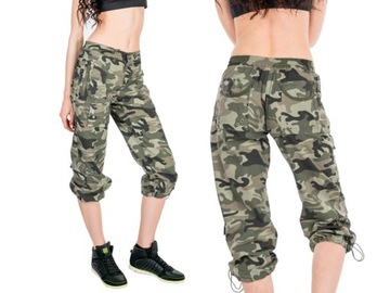 Женские короткие брюки Cargo Camo, укороченные брюки, 4000 XL, зеленые