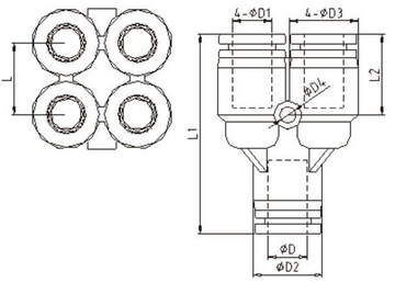 Разветвитель типа Y 8 мм-4x6 мм