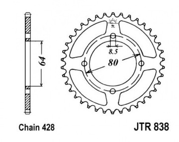 КОМПЛЕКТ ПРИВОДОВ DRIVE YAMAHA YBR 125 05-06 DID JT