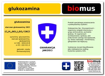 Biomus - GLUKOZAMINA SIARCZAN CZYSTY 250g