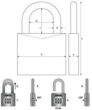 КОМБИНИРОВАННЫЙ ЗАМОК ABUS 160/50HB MARINE UV НАРУЖНЫЙ