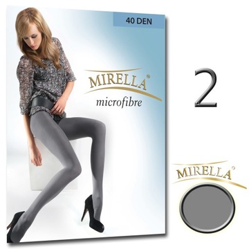 MIRELLA Колготки из микрофибры 40 ден, гладкие, матовые, 2/М Grigio