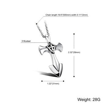 МУЖСКОЕ ОЖЕРЕЛЬЕ С ГОТИЧЕСКИМ КРЕСТОМ, НЕРЖАВЕЮЩАЯ СТАЛЬ 316