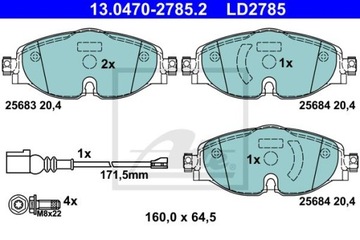 КЕРАМИЧЕСКИЕ ПЕРЕДНИЕ БЛОКИ ATE ATE VW GOLF VII 12- PASSAT B8