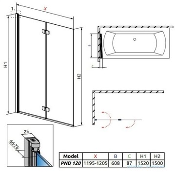 Экран RADAWAY FUENTA NEW PND 120 ПРОЗРАЧНЫЙ ЛЕВЫЙ