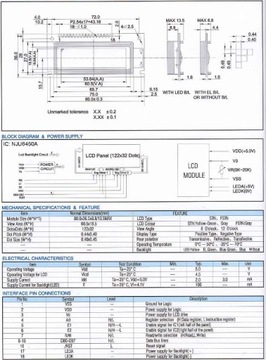 ART Новый графический ЖК-дисплей 122x32 размер 2x16 LED-Y/G N6