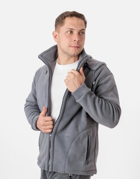 Теплая мужская флисовая толстовка с капюшоном Men's Fleece MAX01 4XL серая