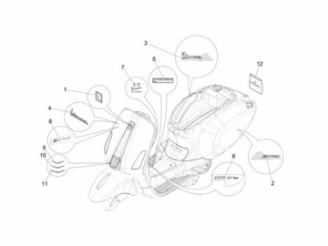 НАКЛЕЙКА БОКОВАЯ ЗНАК С НАПИСЬЮ PIAGGIO VESPA SPRINT 50 125