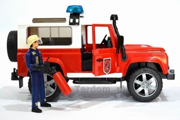 BRUDER 02596 Пожарная служба Land Rover Defender SOUND Пожарный с аксессуарами