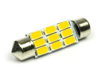 C5W LED 9 SMD 5630 ŻARÓWKA BIAŁA CIEPŁA 39 mm