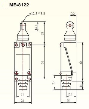 Wyłącznik krańcowy ME-8122 Krańcówka z rolką metal