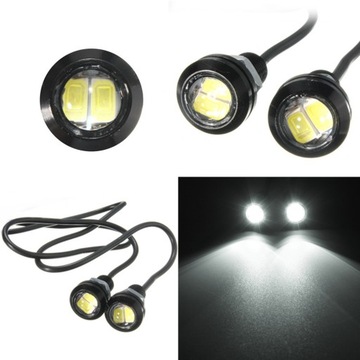 światła dzienne DRL LED 2W, 2szt wodoodporne 160lm