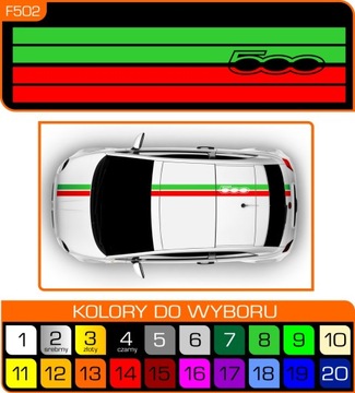 TRÓJKOLOROWE PASY NA DACH Fiat 500, Punto, Bravo !