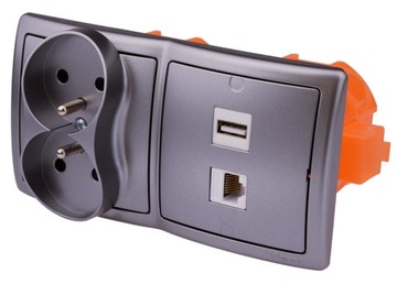 Floven Wall Spocket Terminal 1USB 1RJ 230V