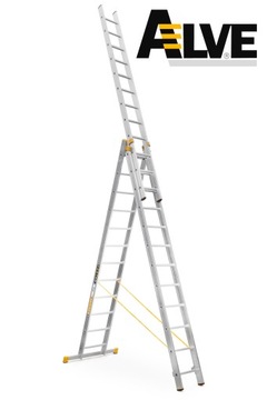 Drabina aluminiowa 3x12 ALVE FORTE + KOŁA I HAK