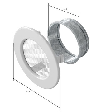 Решетка круглая, диаметр 125мм, белая - Kratki.pl