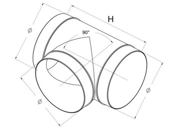 Тройник для круглого Т-канала вентиляции ПВХ 150мм