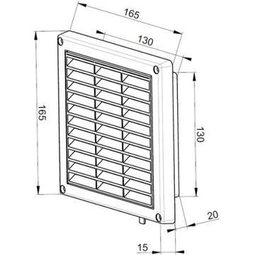Решетка вентиляционная 14х14 с жалюзи AWENTA T43
