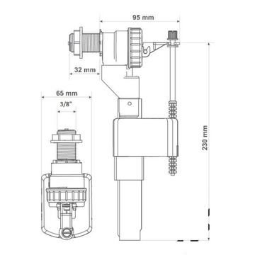 УНИВЕРСАЛЬНЫЙ ЗАПРАВОЧНЫЙ КЛАПАН ДЛЯ БАКА УНИТАЗА 3/8