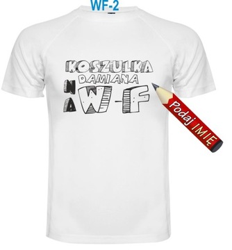 Koszulka sportowa na WF + imię dziecka oddychająca 122/128 cm