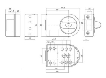 Замки, верхний замок GERDA ZN 100 BROWN FV