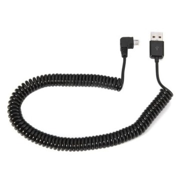 Угловой кабель USB — MicroUSB, спиральная пружина 3M