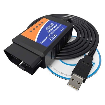 Кабельный интерфейс ELM327 OBD2 + CAN USB + ПРОГРАММА ОЧИСТКИ ОШИБОК