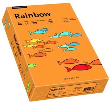 Papier ksero Rainbow A4 80g 500ark pomarańczowy x2