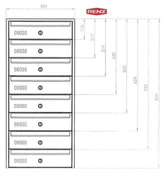 Евро почтовый ящик 1 кассета RAL 7035 Светло-серый