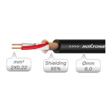 ROXTONE DMXJ210L3 KABEL MIKROFONOWY JACK 6,3 MONO/GN XLR 3m