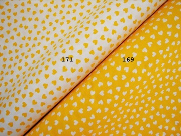 МАТЕРИАЛ хлопок желтые сердечки 8 мм № 171 ширина 1,6 м.