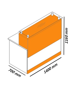 Стойка ресепшн 140 см, стекло, для офисного магазина ТМБ