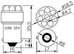 СВЕТОДИОДНАЯ ЛАМПА BA15S P21W 5W 8led 12v R10w цвета