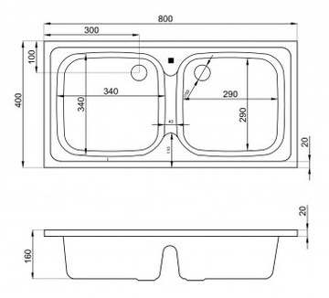 Польская WHITE SINK 80х40 с сифоном и отверстием