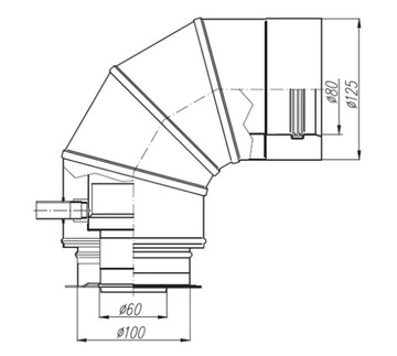 Переходник Immergas 60/100-80/125, колено 90°, конденсационный