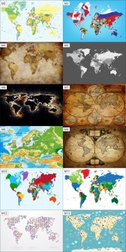 Картинка карта мира на польском языке, подборка узоров 120х80.