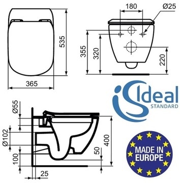 УНИТАЗ МЕДЛЕННО/ПОНИЖАЮЩЕЕ СИДЕНЬЕ TESI IDEAL STANDARD