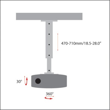 Потолочное крепление для проектора 15 кг 40 50 60 70 см