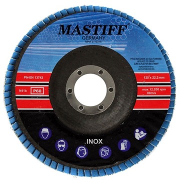 MASTIFF 125 gr. 40 TARCZA LAMELKOWA DO STALI INOX