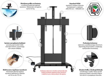 ЭЛЕКТРИЧЕСКАЯ НАСТОЛЬНАЯ ПОДСТАВКА-ТЕЛЕЖКА ДЛЯ ТВ-МОНИТОРА