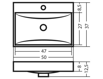 БЕЛЫЙ умывальник 50 x 37 x 8 см Polish Product