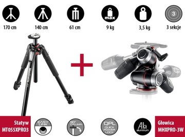 Штатив Manfrotto MT055XPRO3 с трехсторонней головкой X-PRO