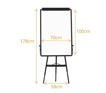 FLIPCHART tablica magnetyczna 70x100 czarny + 8 magnesów + 4 mazaki + gąbka