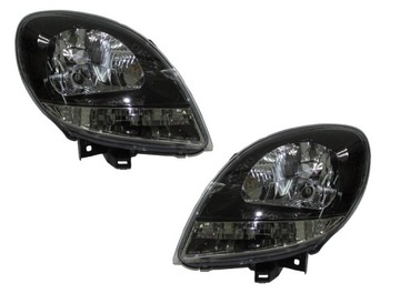 Complete headlights renault kangoo 2003-2008 black tyc, фото