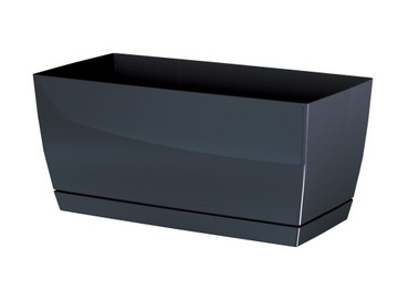 Flowerpot prosperplast 24 centimeters x 12 x 11 centimeters diameter 1 centimeters plastic shades of gray 1 silver, фото